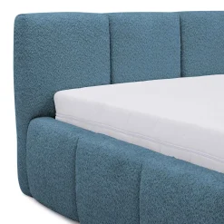 Garnero Arredamenti Letti Oversize-Letto oversize 180x200cm con rete contenitore imbottito tessuto bouclé turchese Aluna Tessuto Abriamo Turchese