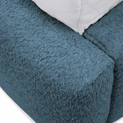 Garnero Arredamenti Letti Oversize-Letto oversize 180x200cm con rete contenitore imbottito tessuto bouclé turchese Aluna Tessuto Abriamo Turchese