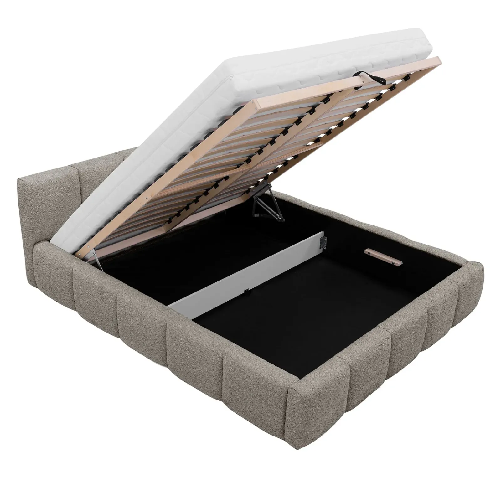 Garnero Arredamenti Letti Oversize-Letto oversize 180x200cm con rete contenitore imbottito tessuto bouclé grigio Aluna Tessuto Abriamo Grigio