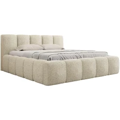 Garnero Arredamenti Letti Oversize-Letto oversize 180x200cm con rete contenitore imbottito tessuto bouclé beige Aluna Tessuto Abriamo Beige