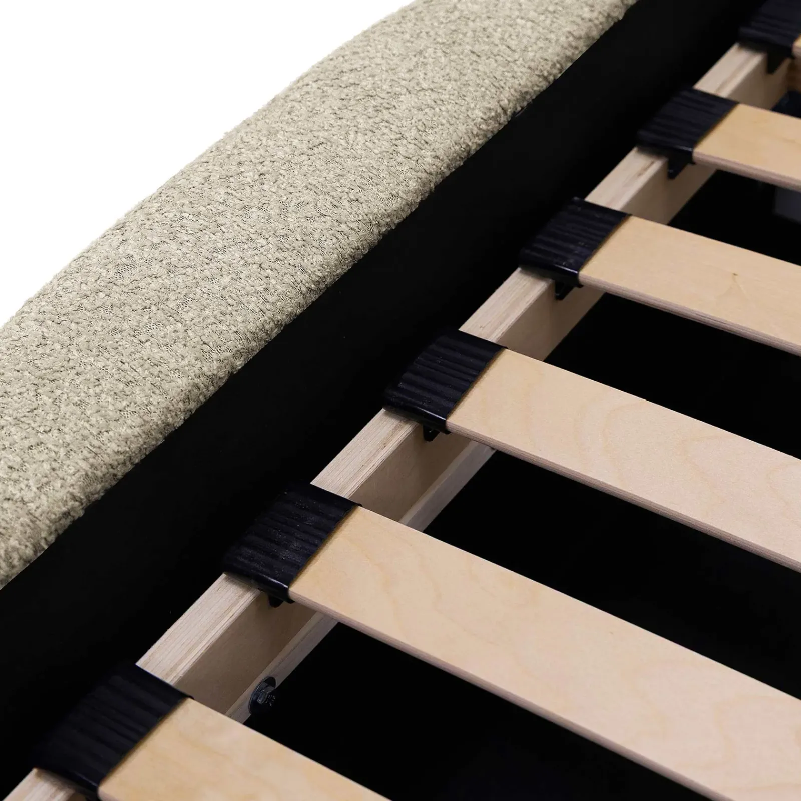 Garnero Arredamenti Letti Oversize-Letto oversize 180x200cm con rete contenitore imbottito tessuto bouclé beige Aluna Tessuto Abriamo Beige