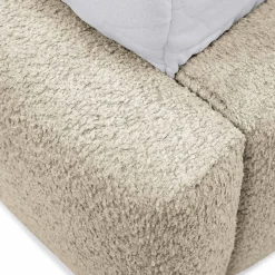 Garnero Arredamenti Letti Oversize-Letto oversize 180x200cm con rete contenitore imbottito tessuto bouclé beige Aluna Tessuto Abriamo Beige