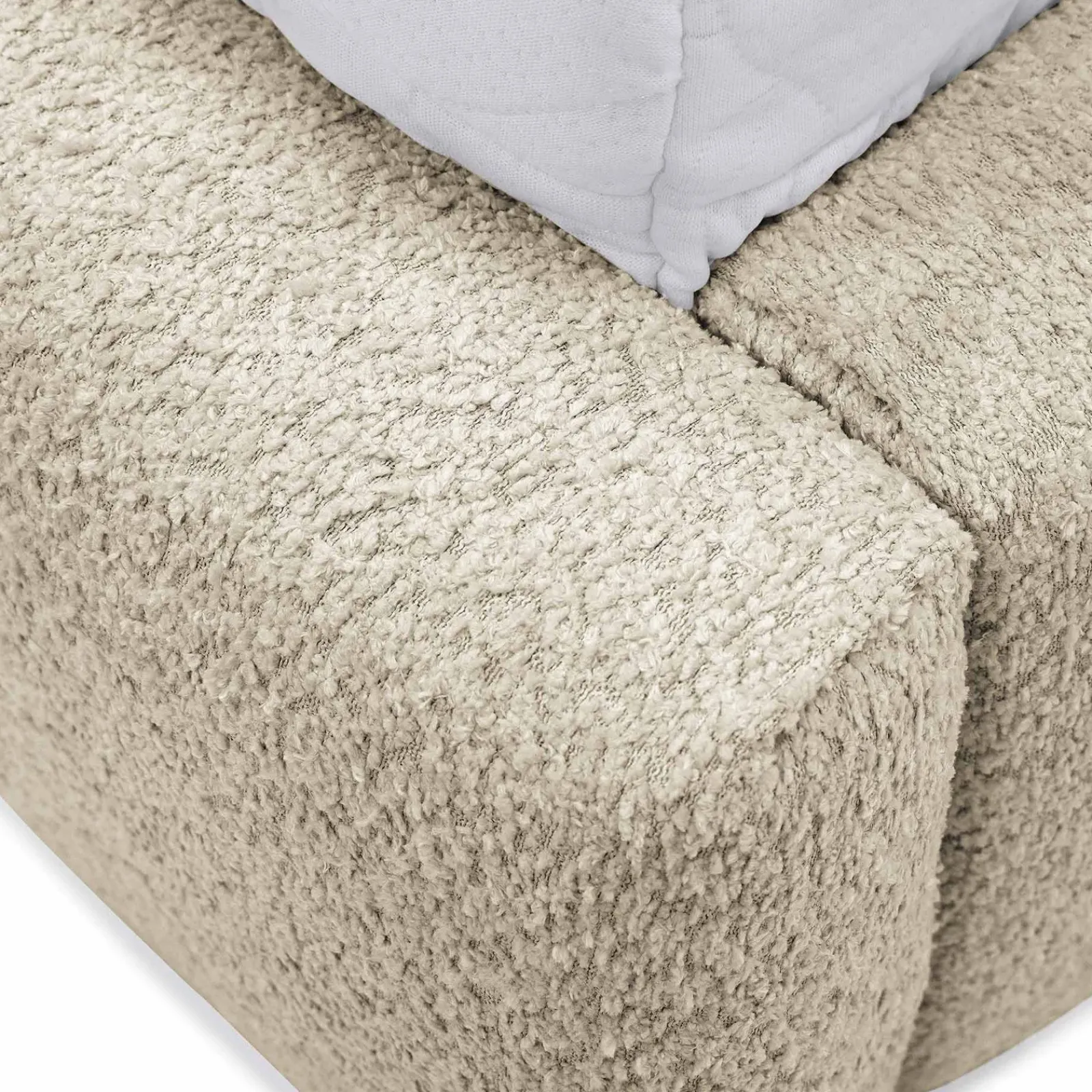 Garnero Arredamenti Letti Oversize-Letto oversize 180x200cm con rete contenitore imbottito tessuto bouclé beige Aluna Tessuto Abriamo Beige