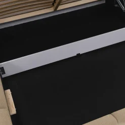 Garnero Arredamenti Letti Oversize-Letto oversize 180x200cm con rete contenitore imbottito beige scuro Aluna Tessuto Paros Beige Scuro