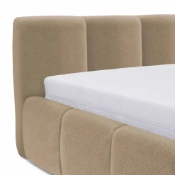 Garnero Arredamenti Letti Oversize-Letto oversize 180x200cm con rete contenitore imbottito beige scuro Aluna Tessuto Paros Beige Scuro