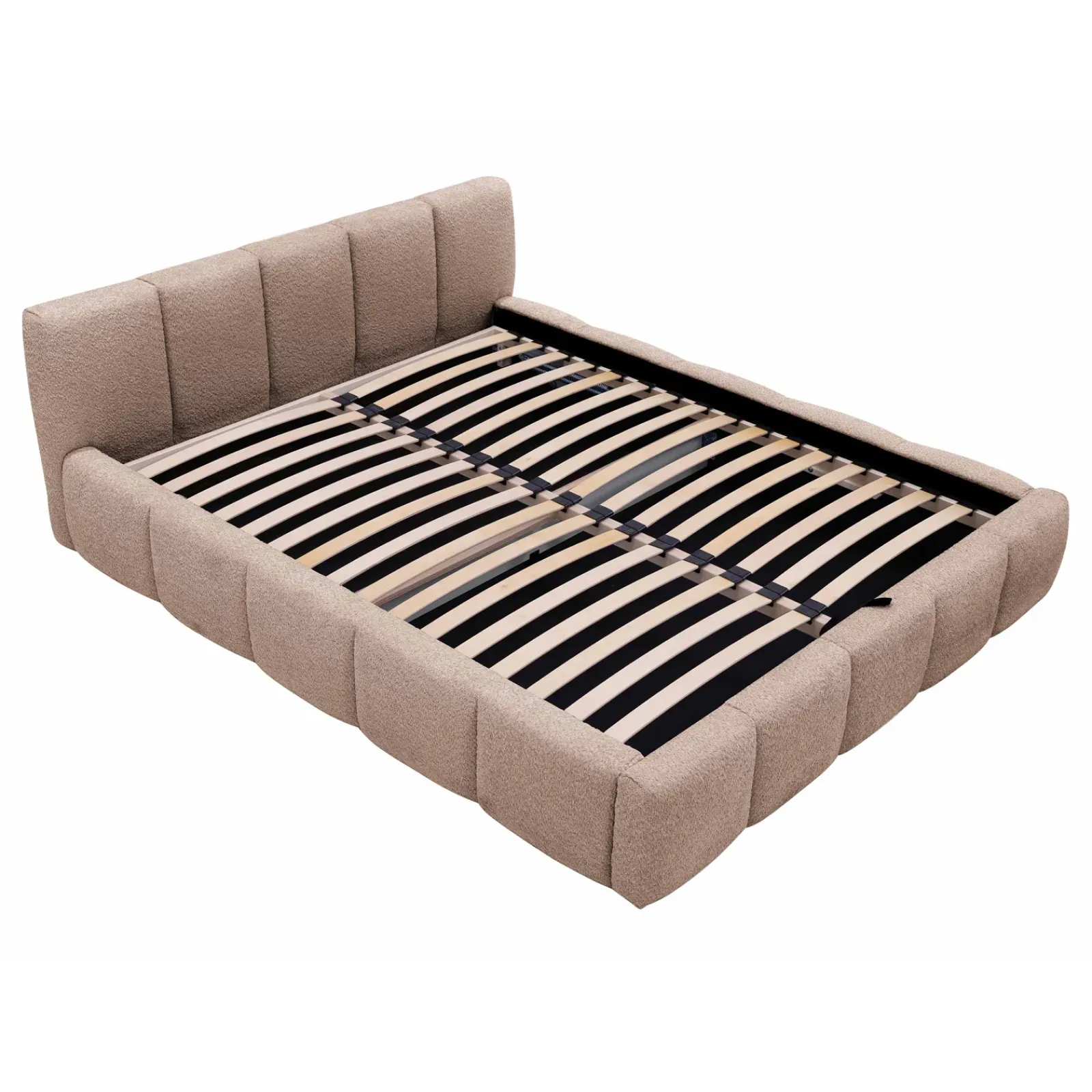 Garnero Arredamenti Letti Oversize-Letto oversize 180x200cm con rete contenitore imbottito tessuto bouclé rosa Aluna Tessuto Abriamo Rosa