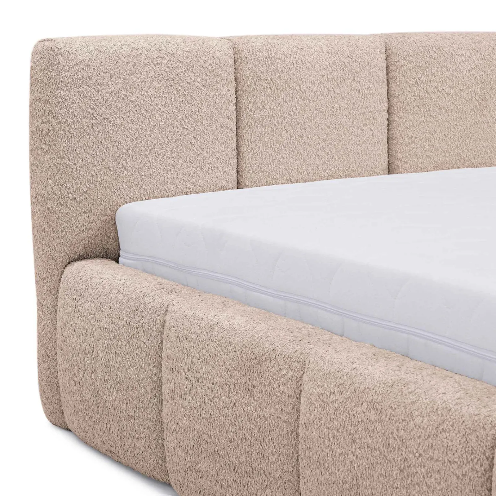 Garnero Arredamenti Letti Oversize-Letto oversize 180x200cm con rete contenitore imbottito tessuto bouclé rosa Aluna Tessuto Abriamo Rosa