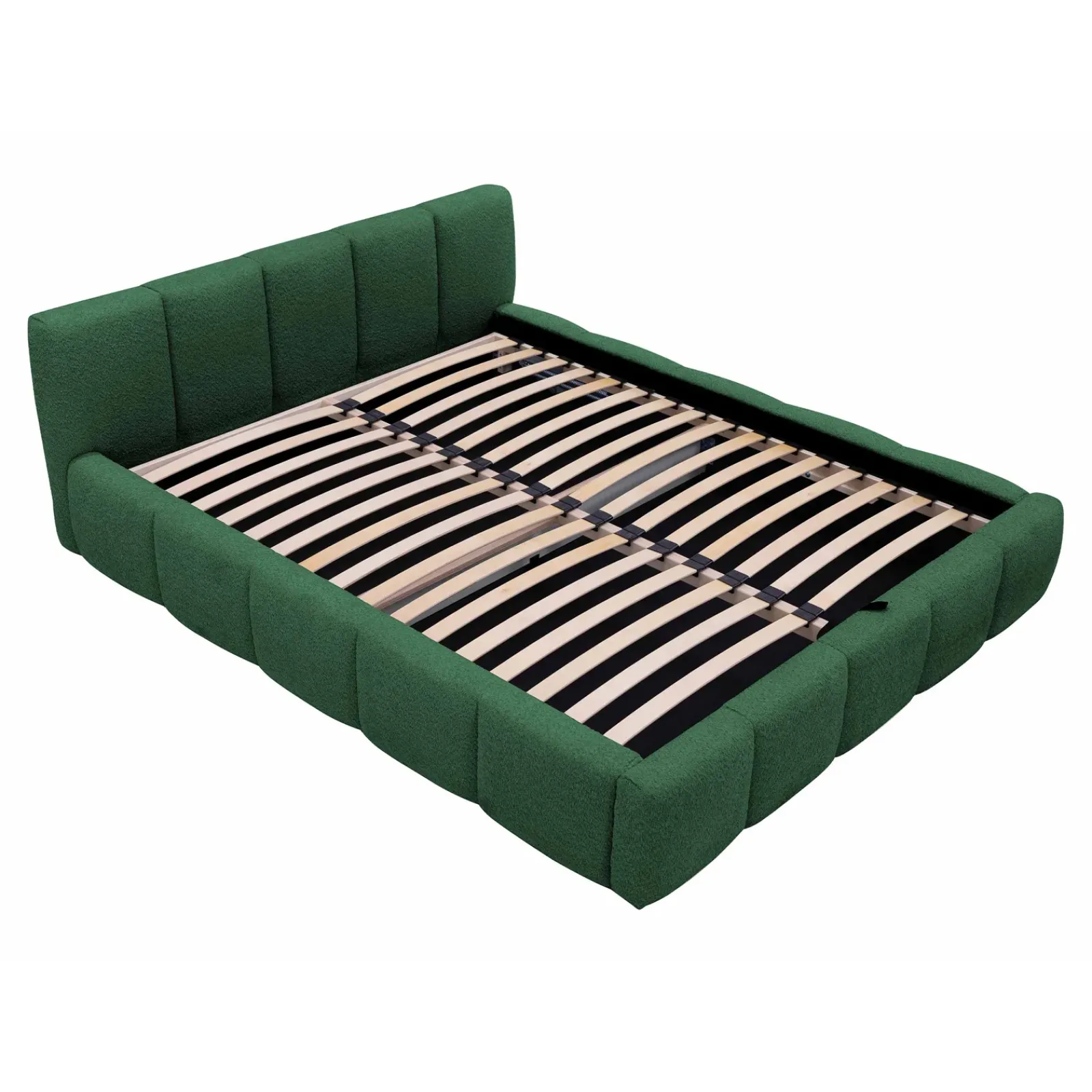 Garnero Arredamenti Letti Oversize-Letto oversize 180x200cm con rete contenitore imbottito tessuto bouclé verde Aluna Tessuto Abriamo Verde