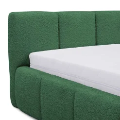Garnero Arredamenti Letti Oversize-Letto oversize 180x200cm con rete contenitore imbottito tessuto bouclé verde Aluna Tessuto Abriamo Verde