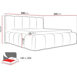 Garnero Arredamenti Letti Oversize-Letto oversize 180x200cm con rete contenitore imbottito blu Aluna Tessuto Kronos Blu