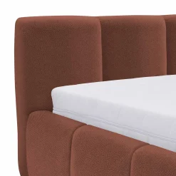 Garnero Arredamenti Letti Oversize-Letto oversize 180x200cm con rete contenitore imbottito rosso mattone Aluna Tessuto Kronos Rosso Mattone