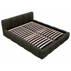 Garnero Arredamenti Letti Oversize-Letto oversize 180x200cm con rete contenitore imbottito tessuto bouclé nero Aluna Tessuto Abriamo nero