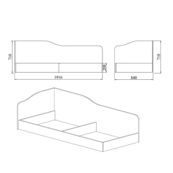 Garnero Arredamenti Letti Per Bambini E Ragazzi|Letti Per Bambini E Ragazzi-Letto singolo contenitore 82x190cm Alex Gihome® Noce