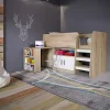 Garnero Arredamenti Letti Per Cameretta|Letti Per Bambini E Ragazzi-Letto singolo 90x200cm a soppalco rovere sonoma bianco opaco Erick