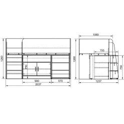Garnero Arredamenti Letti Per Cameretta|Letti Per Bambini E Ragazzi-Letto singolo 90x200cm a soppalco rovere sonoma bianco opaco Erick