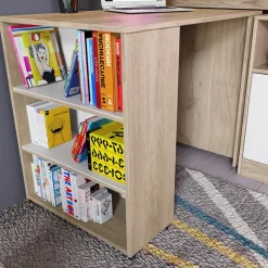 Garnero Arredamenti Letti Per Cameretta|Letti Per Bambini E Ragazzi-Letto singolo 90x200cm a soppalco rovere sonoma bianco opaco Erick