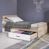 Garnero Arredamenti Letti Per Bambini E Ragazzi|Letti Per Bambini E Ragazzi-Letto singolo 90x200cm con 2 cassetti rovere bianco opaco Fabrizio