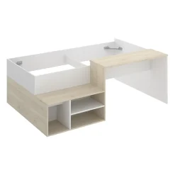 Garnero Arredamenti Letti Per Cameretta|Letti Per Bambini E Ragazzi-Letto singolo 90x190cm con cassetti e scrivania bianco rovere Adrian