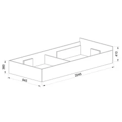 Garnero Arredamenti Letti Singoli|Letti Per Bambini E Ragazzi-Letto singolo 90x200cm contenitore bianco rustico grigio Zadar Bianco Frassinato - Antracite