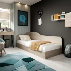 Garnero Arredamenti Letti Per Cameretta|Letti Singoli-Letto singolo 82x190cm contenitore Alex Gihome® Rovere