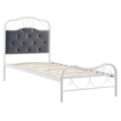 Garnero Arredamenti Letti Singoli|Letti Per Bambini E Ragazzi-Letto singolo 90x200cm grigio moderno con testiera bianco Geki