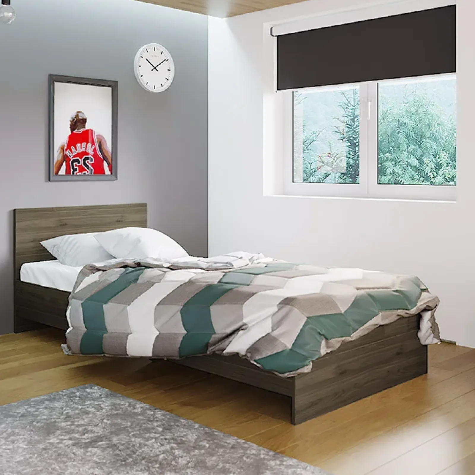 Garnero Arredamenti Letti Per Bambini E Ragazzi|Letti Per Bambini E Ragazzi-Letto singolo 90x200cm moderno Marco Noce