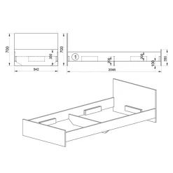 Garnero Arredamenti Letti Per Bambini E Ragazzi|Letti Per Bambini E Ragazzi-Letto singolo 90x200cm moderno Marco Noce