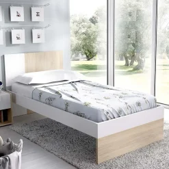 Garnero Arredamenti Letti Per Cameretta|Letti Singoli-Letto singolo 90x190cm moderno rovere bianco Cairo