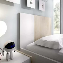 Garnero Arredamenti Letti Per Cameretta|Letti Singoli-Letto singolo 90x190cm moderno rovere bianco Cairo