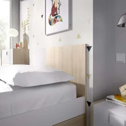 Garnero Arredamenti Letti Per Cameretta|Letti Singoli-Letto singolo 90x190cm moderno rovere bianco Cairo