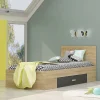 Garnero Arredamenti Letti Per Cameretta|Letti Singoli-Letto singolo 90x200cm moderno rovere antracite Chiaretto
