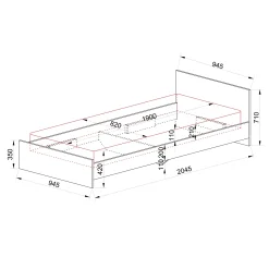 Garnero Arredamenti Letti Per Bambini E Ragazzi|Letti Per Bambini E Ragazzi-Letto singolo 90x200cm moderno Marco Rovere Rustico