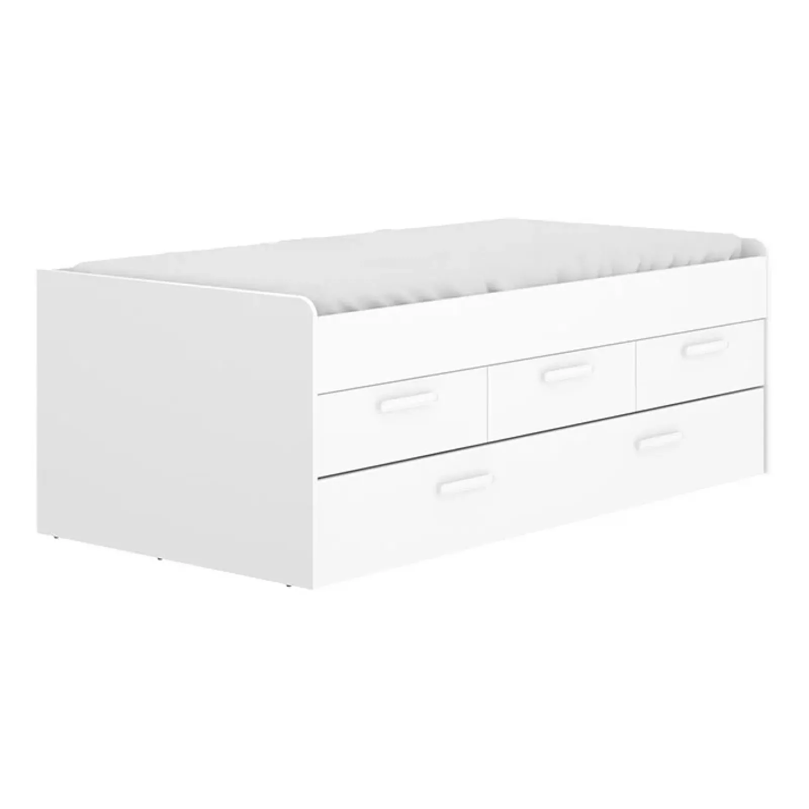 Garnero Arredamenti Letti Per Bambini E Ragazzi|Letti Per Bambini E Ragazzi-Letto singolo 90x190cm per bambini legno bianco letto estraibile 3 cassetti Domingo