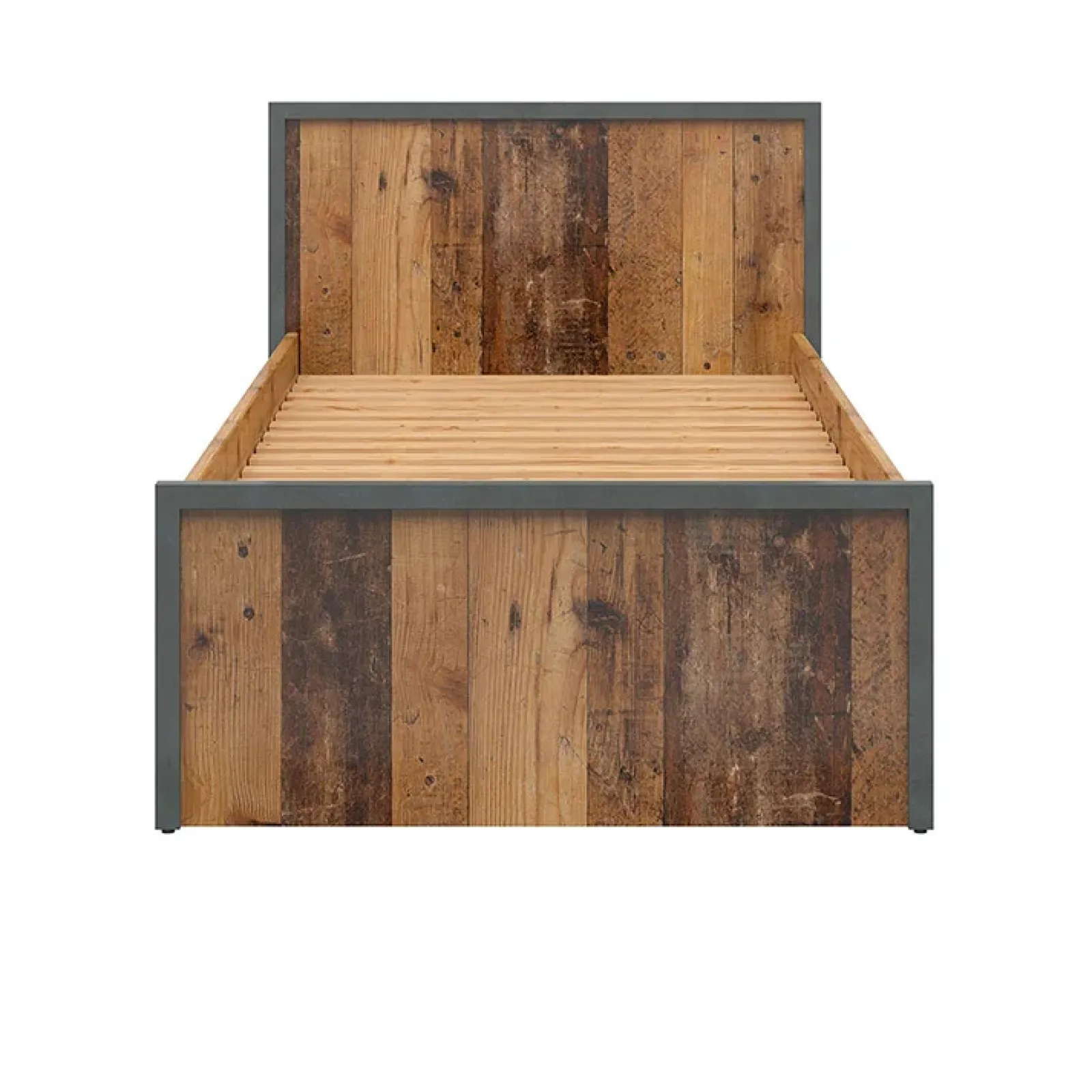 Garnero Arredamenti Letti Singoli|Letti Per Bambini E Ragazzi-Letto singolo 90x200cm stile soft rovere scuro nero Urbania