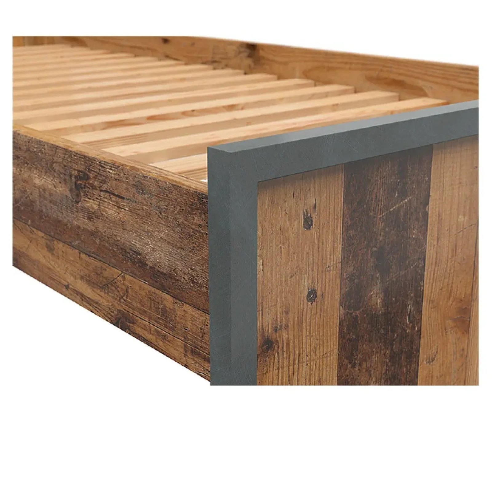 Garnero Arredamenti Letti Singoli|Letti Per Bambini E Ragazzi-Letto singolo 90x200cm stile soft rovere scuro nero Urbania