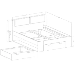 Garnero Arredamenti Letti Alla Francese-Letto 140x200cm alla francese con cassettone e pino bianco beige Cortina Bianco Frassinato