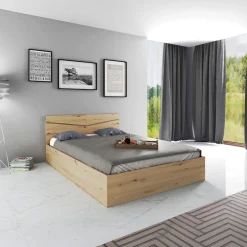 Garnero Arredamenti Letti Alla Francese-Letto 140x200cm alla francese contenitore Camilla Gihome® Rovere Rustico