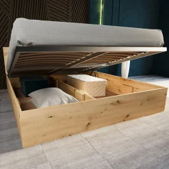 Garnero Arredamenti Letti Alla Francese-Letto 140x200cm alla francese contenitore Camilla Gihome® Rovere Rustico