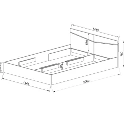 Garnero Arredamenti Letti Alla Francese-Letto 140x200cm alla francese contenitore Camilla Gihome® Rovere Rustico