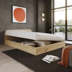 Garnero Arredamenti Letti Alla Francese-Letto 140x190cm alla francese contenitore moderno Carrisi Rovere Rustico