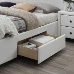 Garnero Arredamenti Letti Matrimoniali|Letti Matrimoniali-Letto 160x200cm matrimoniale con cassetti ecopelle bianco Mestre Gihome® Bianco Opaco