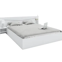 Garnero Arredamenti Letti Matrimoniali|Letti Matrimoniali-Letto 160x200cm matrimoniale con comodini Camilla Gihome® Bianco Opaco