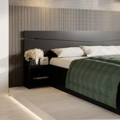 Garnero Arredamenti Letti Matrimoniali|Letti Matrimoniali-Letto 160x200cm matrimoniale con comodini Camilla Gihome® Antracite