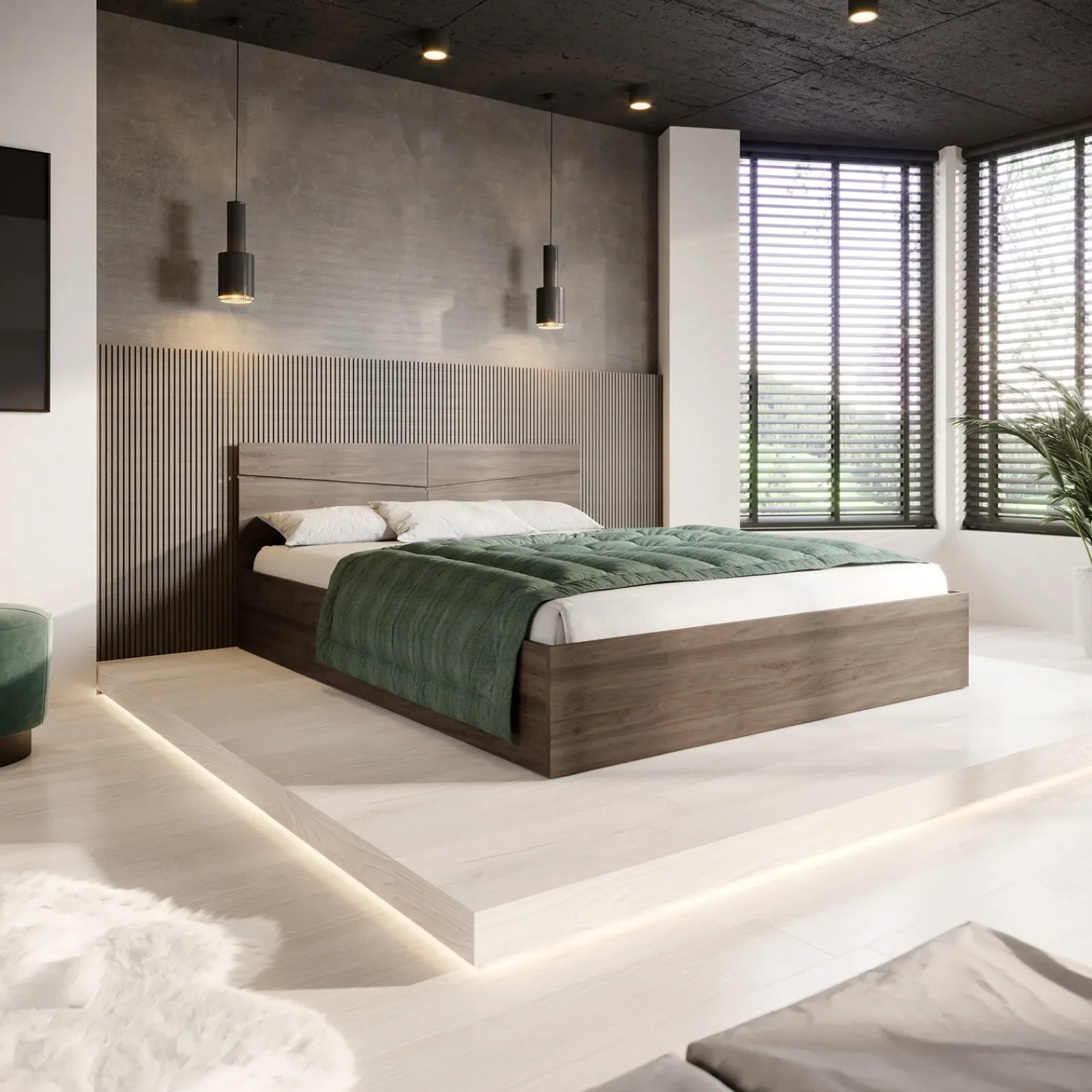 Garnero Arredamenti Letti Matrimoniali|Letti Matrimoniali-Letto 160x200cm matrimoniale contenitore Camilla Gihome® Noce