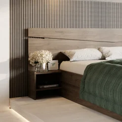 Garnero Arredamenti Letti Matrimoniali|Letti Matrimoniali-Letto 160x200cm matrimoniale con comodini Camilla Gihome® Noce