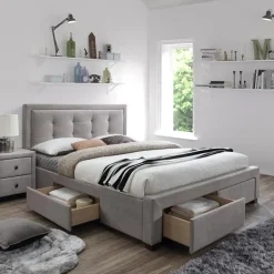 Garnero Arredamenti Letti Matrimoniali|Letti Matrimoniali-Letto 160x200cm matrimoniale con cassettoni beige Quarto Gihome®