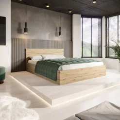 Garnero Arredamenti Letti Matrimoniali|Letti Matrimoniali-Letto 160x200cm matrimoniale contenitore Camilla Gihome® Rovere Rustico