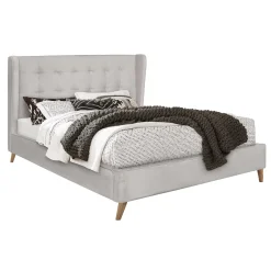 Garnero Arredamenti Letti Matrimoniali|Letti Matrimoniali-Letto 160x200cm matrimoniale imbottito in velluto con rete a doghe Resty Beige