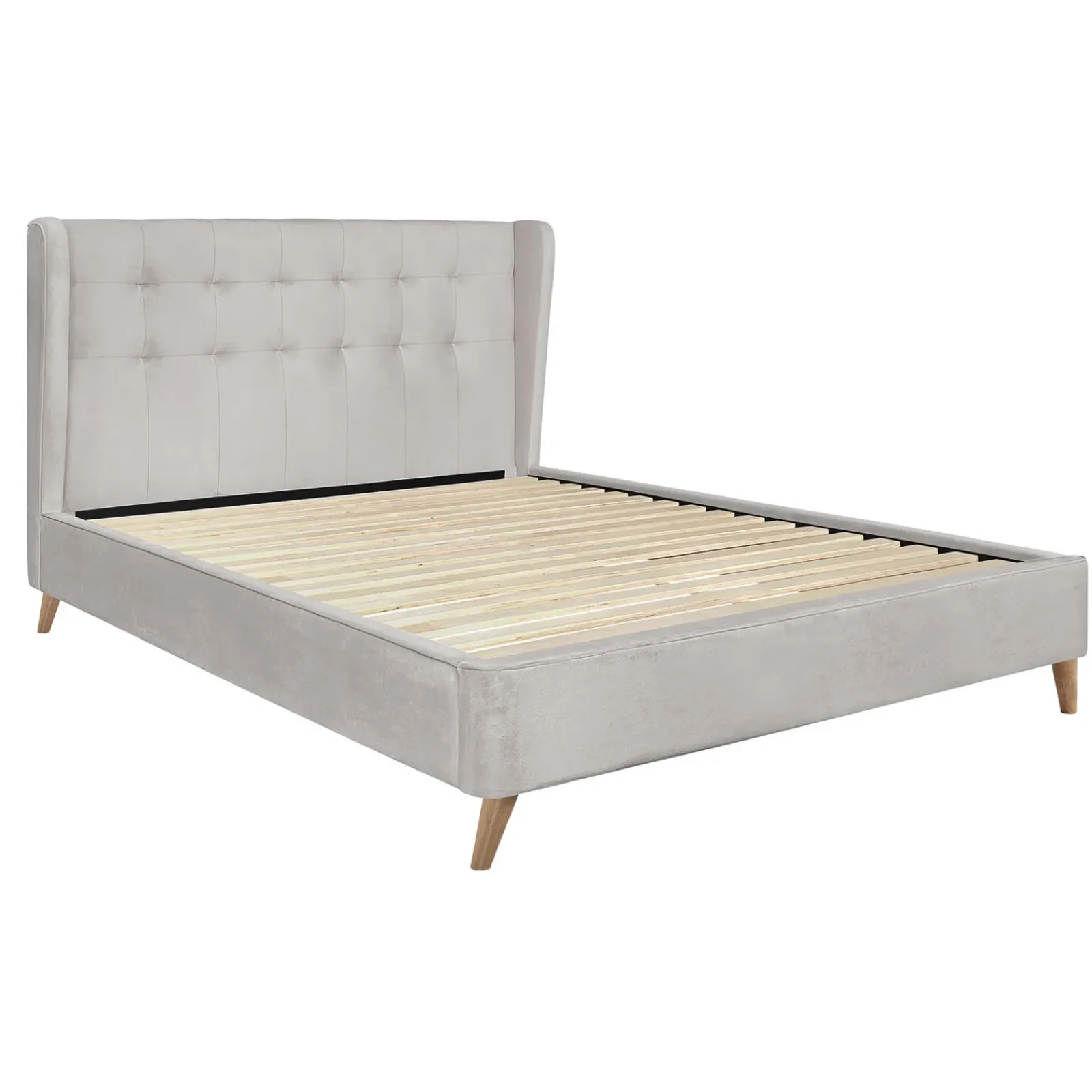 Garnero Arredamenti Letti Matrimoniali|Letti Matrimoniali-Letto 160x200cm matrimoniale imbottito in velluto con rete a doghe Resty Beige