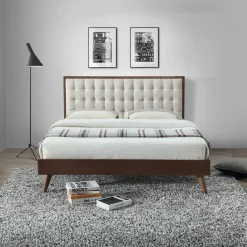 Garnero Arredamenti Letti Matrimoniali|Letti Matrimoniali-Letto 160x195cm matrimoniale imbottito moderno noce capitonnè Rifon